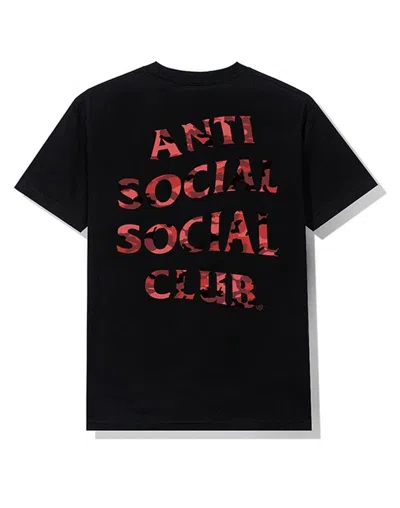 Pre-owned Anti Social Social Club Ds Member Exclusive Assc Red Camo Wild Life Black Tee Bape
