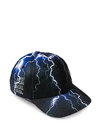 Anti Social Social Club Hydroplane Lightning-print Baseball Cap In Black