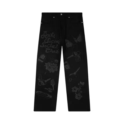Pre-owned Anti Social Social Club Laser Etched Jeans 'black' | Men's Size 32