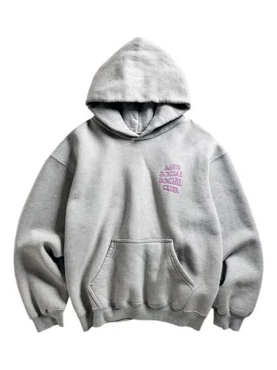 Anti Social Social Club Logo-appliqué Hoodie In Gray