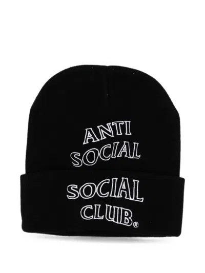 Anti Social Social Club Logo-embroidered Beanie In Black