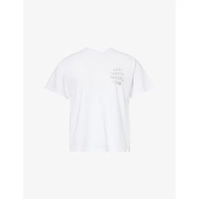 Anti Social Social Club Mens Get Weird Foil-print Short-sleeve Cotton-jersey T-shirt White Xxl
