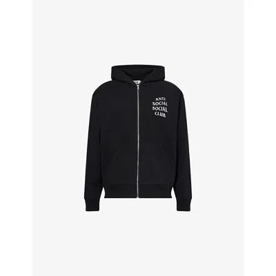Anti Social Social Club Mens Glitter Full-zip Cotton-jersey Hoody Black