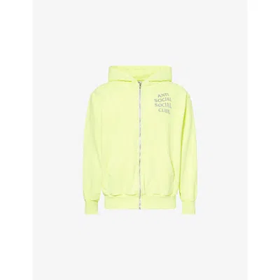 Anti Social Social Club Mens Glitter Full-zip Cotton-jersey Hoody Neon Yellow