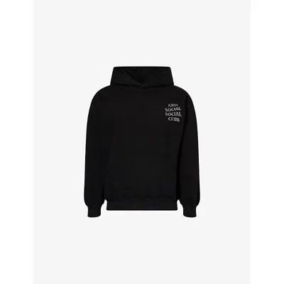 ANTI SOCIAL SOCIAL CLUB MENS BLACK RHINESTONE LOGO COTTON-JERSEY HOODY