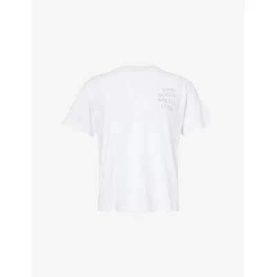 Anti Social Social Club Mens Rhinestone Short-sleeve Cotton-jersey T-shirt White
