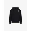 Anti Social Social Club Mens Kkotch Flower-print Relaxed-fit Cotton-jersey Hoody Black