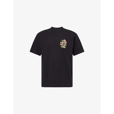 Anti Social Social Club Mens Black Printed Crewneck Cotton-jersey T-shirt
