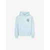 Anti Social Social Club Mens Kkotch Flower-print Relaxed-fit Cotton-jersey Hoody Baby Blue