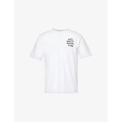 Anti Social Social Club Mens White Crewneck Brand-print Cotton-jersey T-shirt