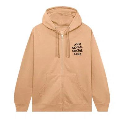 Pre-owned Anti Social Social Club Mind Games Zip Up Hoodie 'sandstone' | Tan | Men's Size Xl In Brown