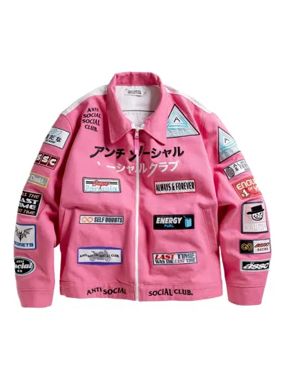 Anti Social Social Club Patched Up Racing Jacket In Pink