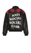 Anti Social Social Club Petal To The Metal Leather Varsity Jacket In Black