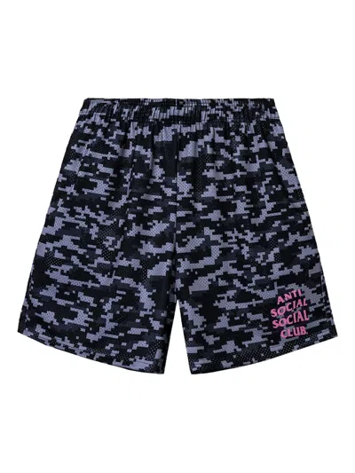 Anti Social Social Club Pixel Camo Shorts In Blue