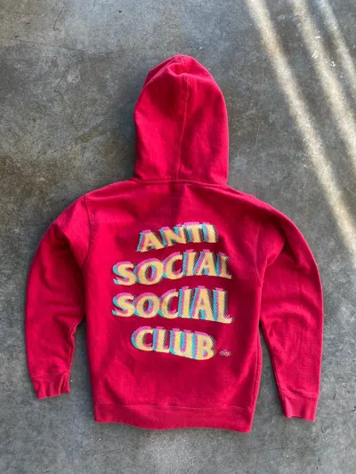 Pre-owned Anti Social Social Club Stir Crazy Hoodie Red Small S Blur
