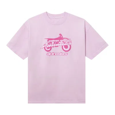 Pre-owned Anti Social Social Club X Alpine Stars Moto Tee 'pink' | Men's Size M