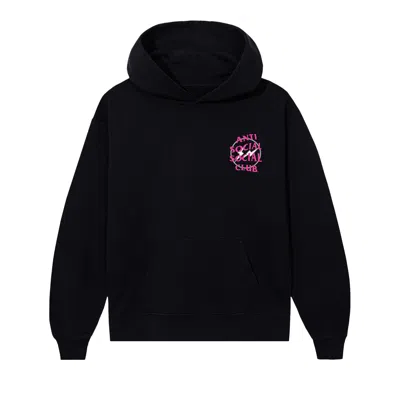 Pre-owned Anti Social Social Club X Fragment Design Half Tone Logo Hoodie 'black/pink'