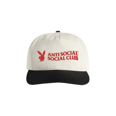 Pre-owned Anti Social Social Club X Playboy Of The Year Snapback 'white/black' | Men's Size Onesize