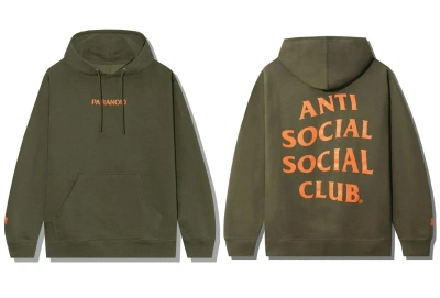 Pre-owned Anti Social Social Club X Undefeated Ds Ss21 Orange Assc X Undftd Paranoid Olive Hoodie Supreme (size Xl)