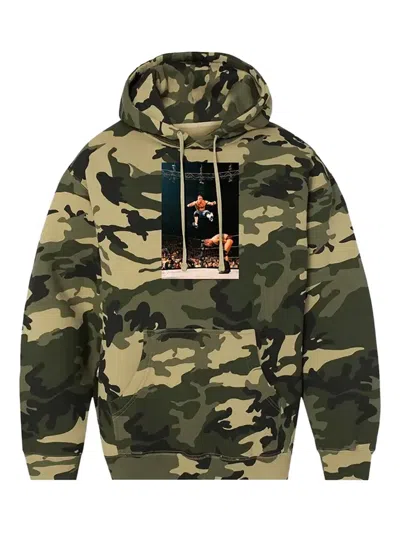 Anti Social Social Club X Wwe Camouflage-print Hoodie In Green
