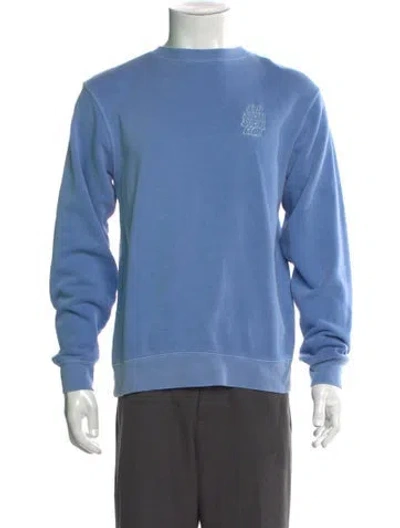 Pre-owned Anti Socialsocial Club Embroidered Logo Crew Neck Sweatshirt In Blue