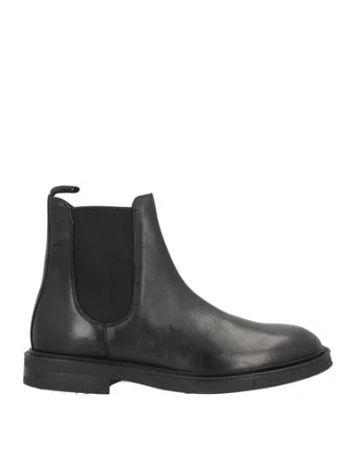 Antica Cuoieria Man Ankle Boots Black Size 8 Leather, Textile Fibers