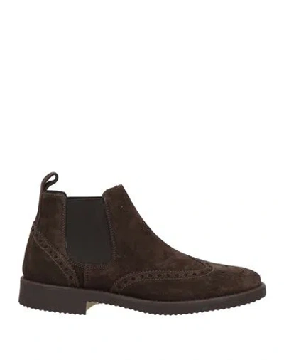 Antica Cuoieria Man Ankle Boots Dark Brown Size 12 Leather