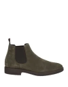 Antica Cuoieria Man Ankle Boots Military Green Size 11 Leather, Elastic Fibres
