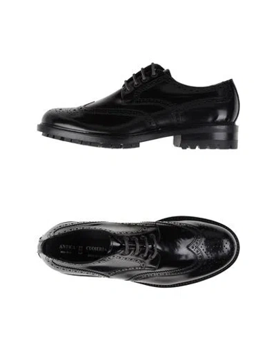 Antica Cuoieria Man Lace-up Shoes Black Size 7 Soft Leather