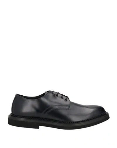 Antica Cuoieria Man Lace-up Shoes Midnight Blue Size 7 Leather In Black