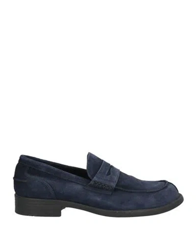 Antica Cuoieria Man Loafers Navy Size 6 Leather In Blue