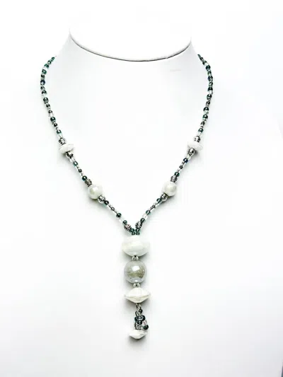 Antica Murrina Women's Murrano Glass Necklace With Pendant In Grey In Gray