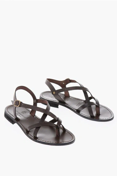 Antichi Romani Cuir Sole Leather Thong Sandals In White