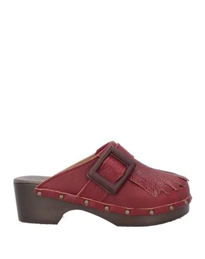 Antidoti Woman Mules & Clogs Burgundy Size 7 Leather In Red