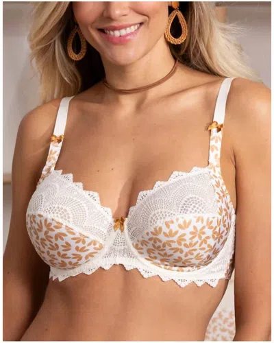 Antigel Boudoir De Filles Crochet Boheme 3 Parts Full Cup Bra In Camel Boheme In Multi