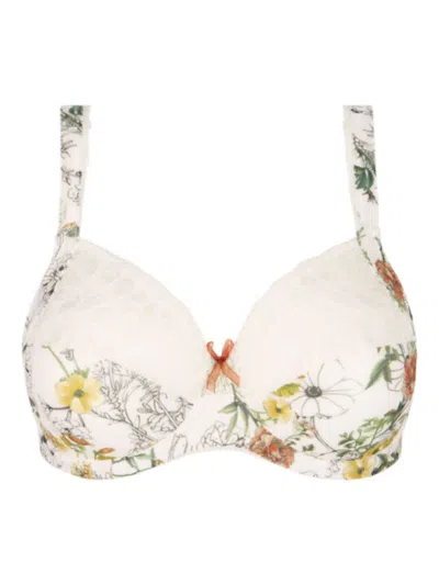 Antigel Boudoir De Filles Liberte En Fleur Three Part Seam Bra In Green/orange In White