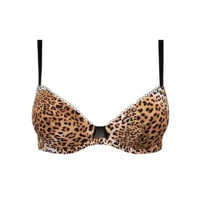 Antigel Boudoir De Filles Women's Libre Panthere Padded Bra In Leopard In Brown