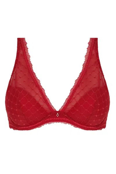 Antigel Boudoir De Filles Women's Padded Demi Cup Bra In Rouge Cherry In Multi