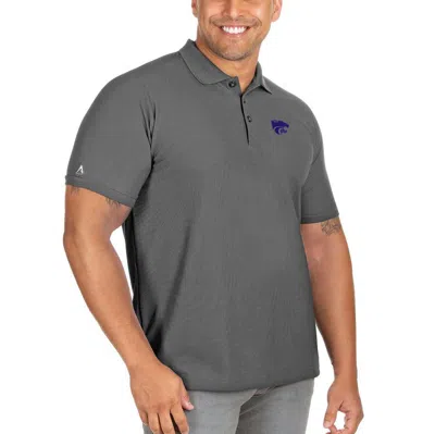 Antigua Anthracite Kansas State Wildcats Big & Tall Legacy Pique Polo In Gray