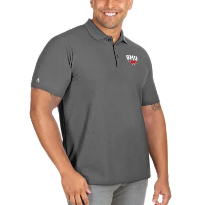 Antigua Anthracite Smu Mustangs Big & Tall Legacy Pique Polo In Gray