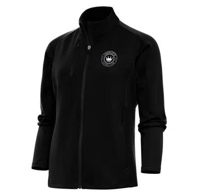 Antigua Black Charlotte Fc Brushed Metallic Logo Generation Full-zip Jacket