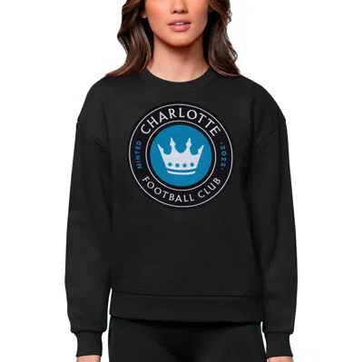 Antigua Black Charlotte Fc Team Logo Victory Pullover Sweatshirt