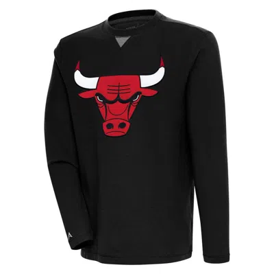 Antigua Black Chicago Bulls Flier Bunker Pullover Sweatshirt