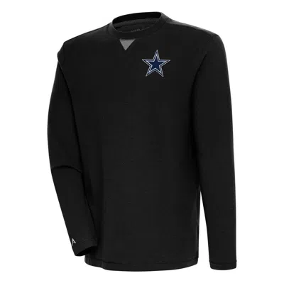 Antigua Black Dallas Cowboys Flier Bunker Pullover Sweatshirt