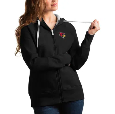Antigua Black Illinois State Redbirds Victory Full-zip Hoodie