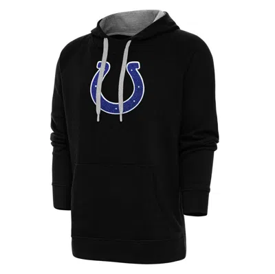 Antigua Black Indianapolis Colts Victory Chenille Pullover Hoodie