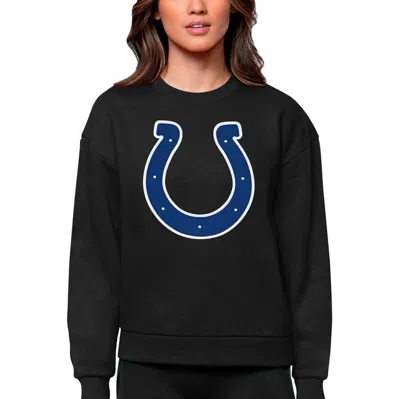 Antigua Black Indianapolis Colts Victory Logo Pullover Sweatshirt