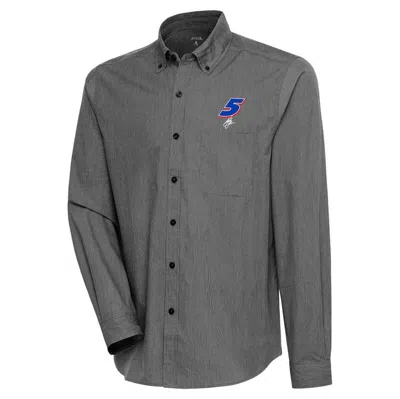 Antigua Black Kyle Larson Compression Tri-blend Button-down Shirt