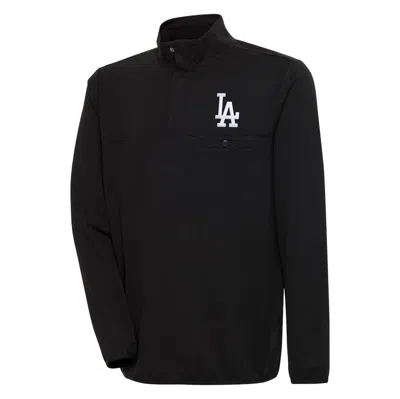 Antigua Black Los Angeles Dodgers Steamer Quarter-snap Pullover Jacket