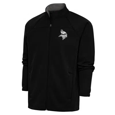 Antigua Black Minnesota Vikings Metallic Logo Links Full-zip Golf Jacket